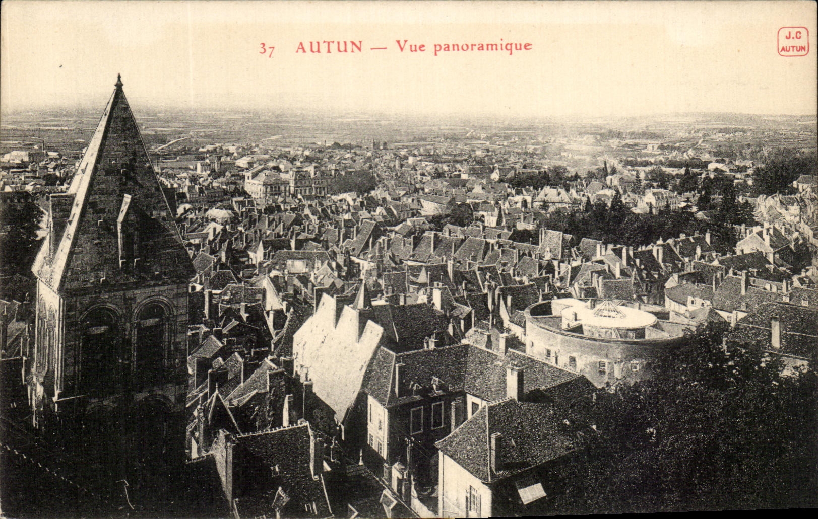 VINTAGE POSTCARD Autun Panoramic View