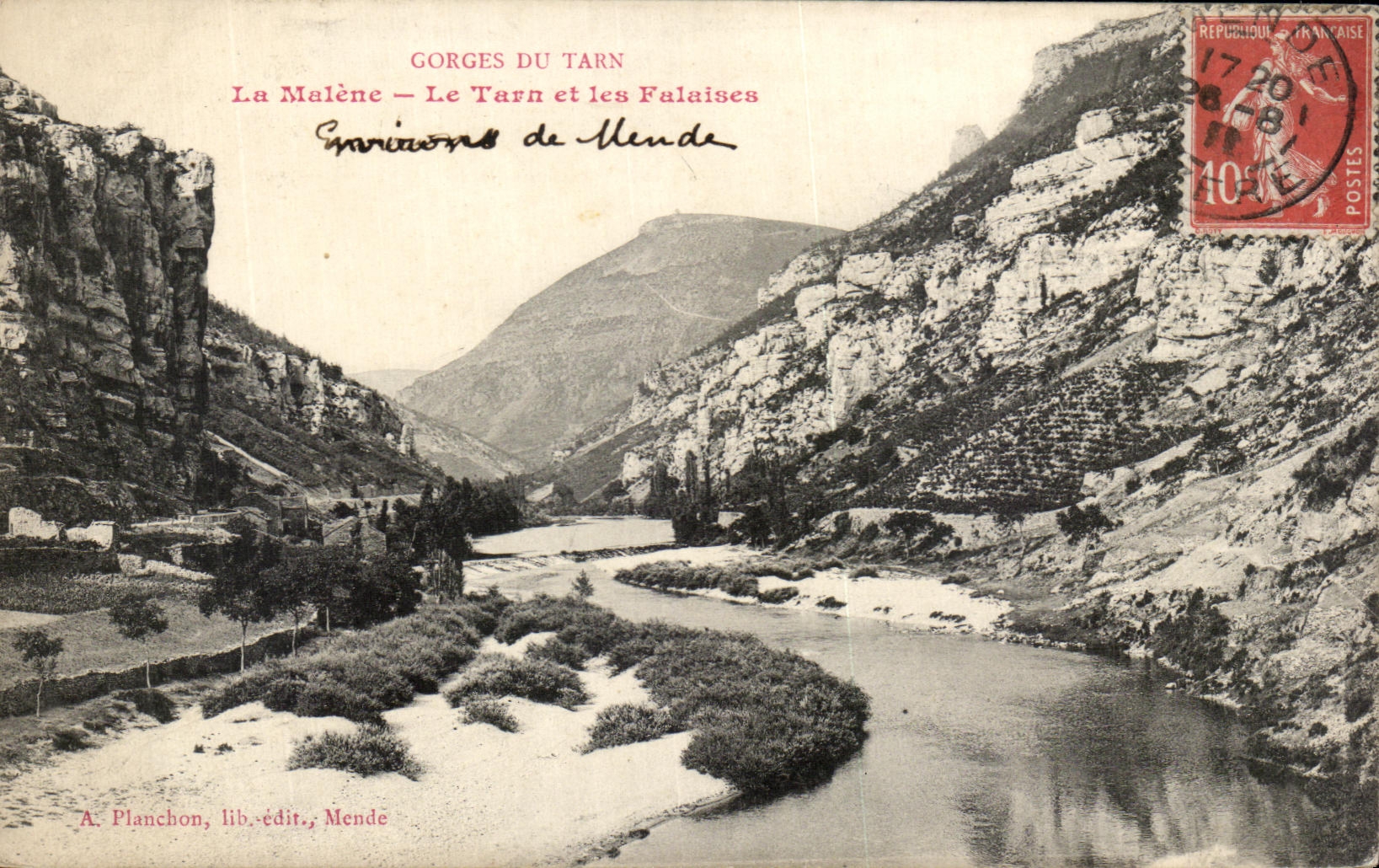 VINTAGE POSTCARD Gorges of the Tarn Malene Tarn And Cliffs