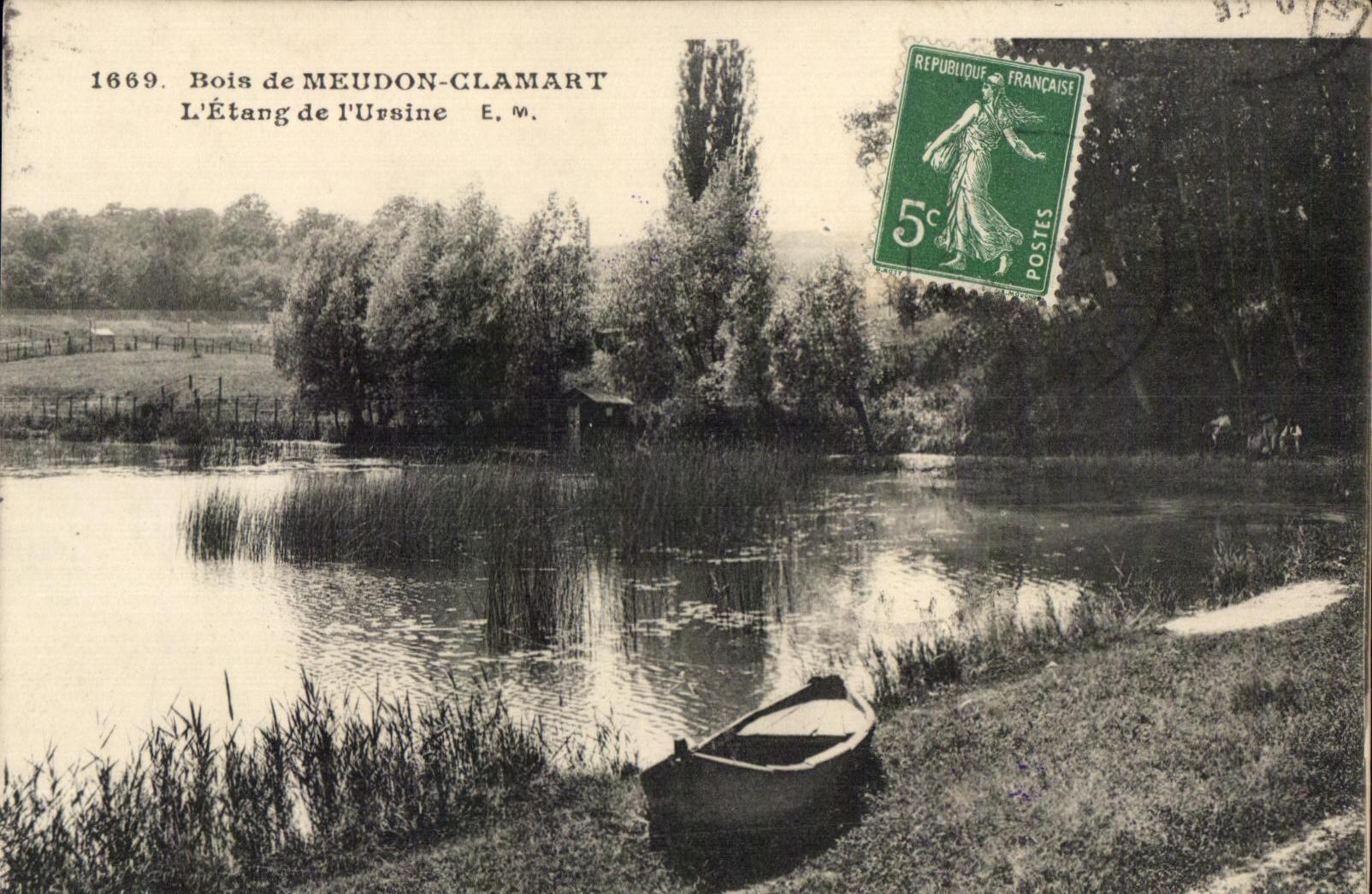 Madera de Meudon de la POSTAL de la VENDIMIA de Clamart L charca de L osuna