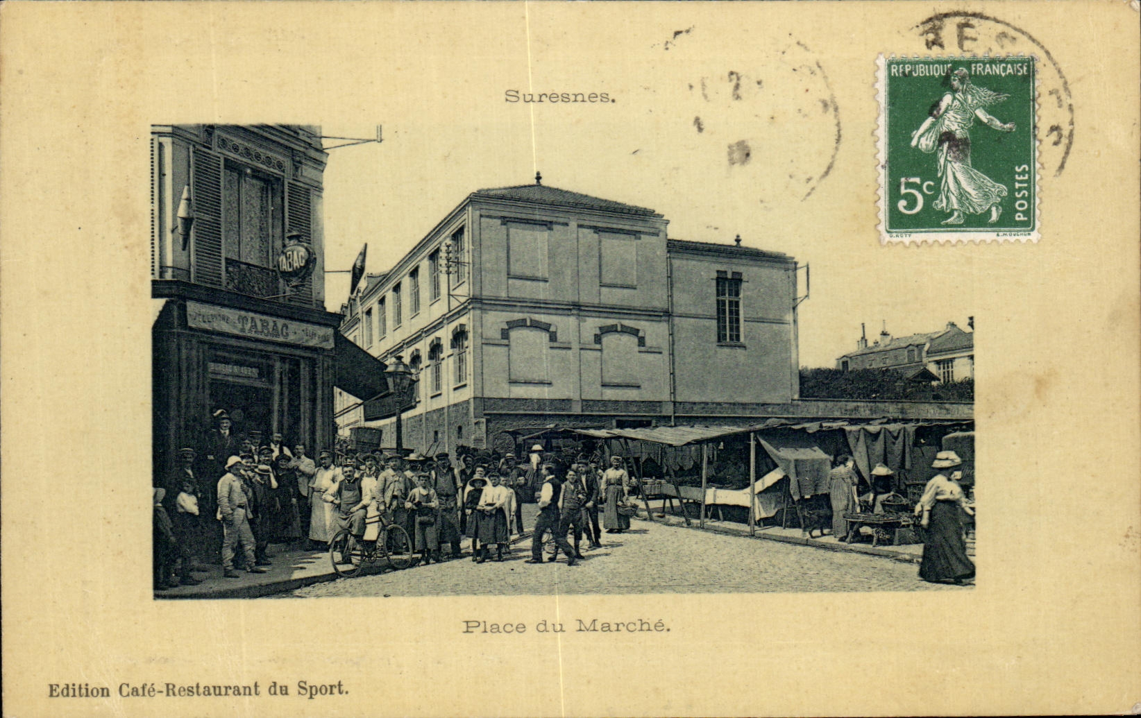 Mercado de los lugares de Suresnes de la POSTAL de la VENDIMIA