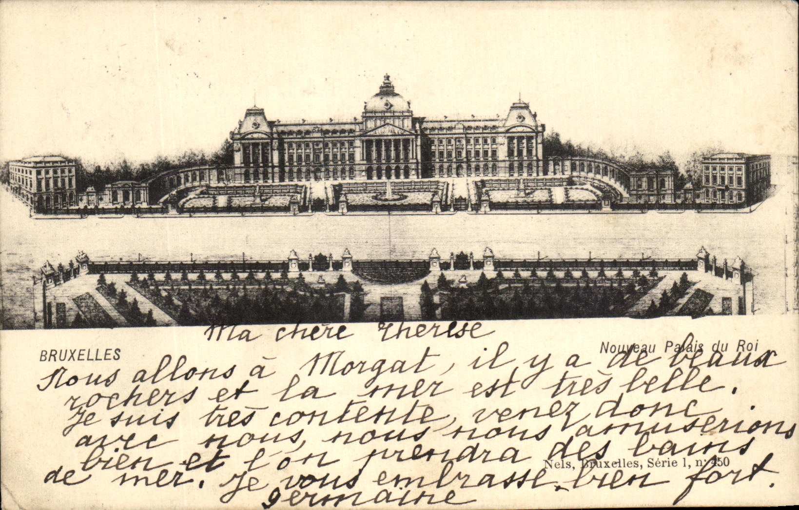 Paladar de Bruselas de la POSTAL de la VENDIMIA nuevo del rey