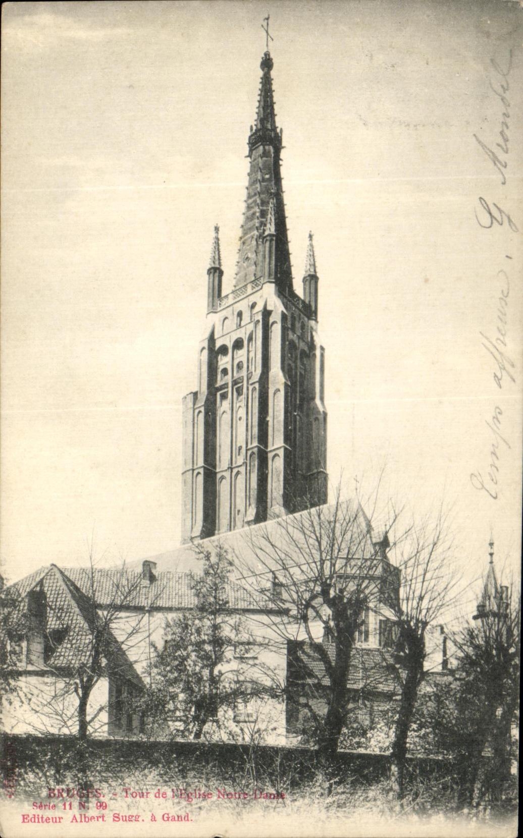 VINTAGE POSTCARD Bruges Tower of L Notre Dame church