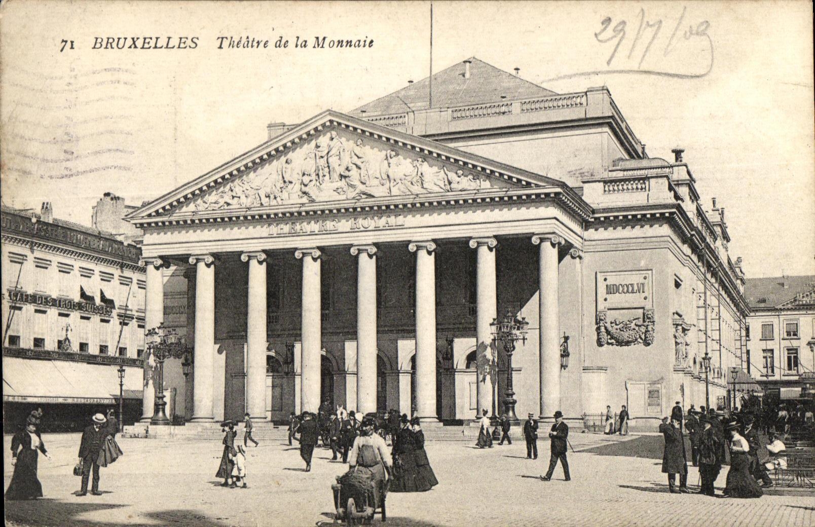 Teatro de Bruselas de la POSTAL de la VENDIMIA de la moneda