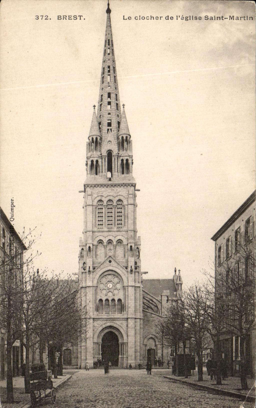 CPA Brest Le Clocher de L eglise Saint Martin 