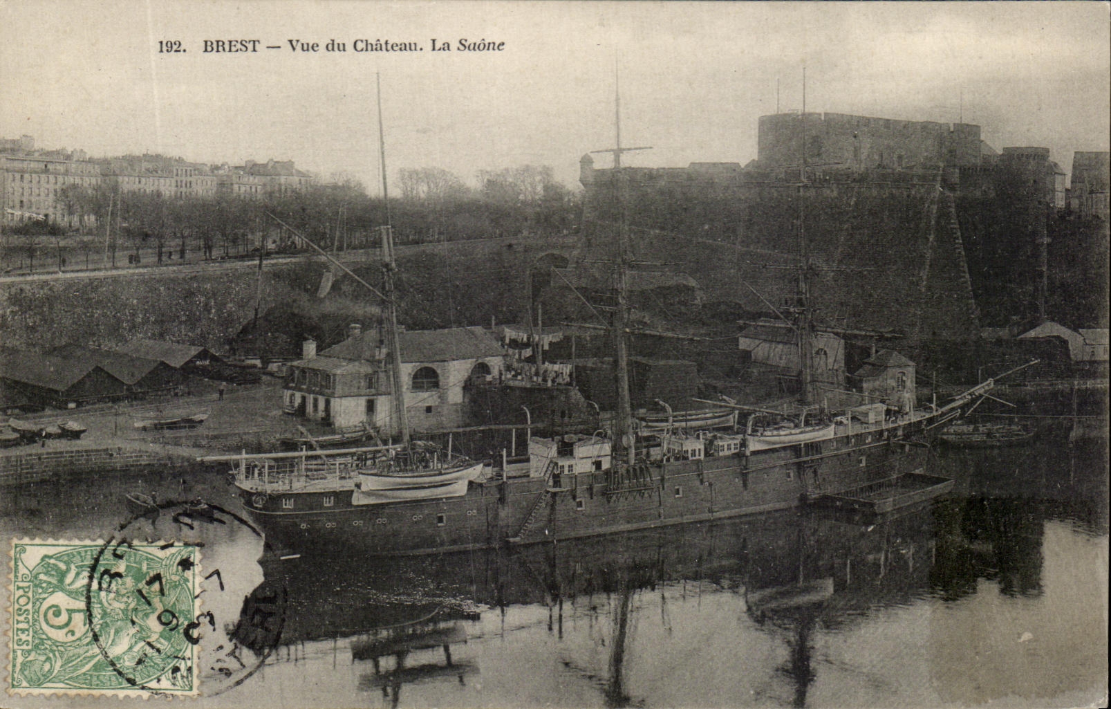 CPA Brest Vue De Chateau La Saone Bateau Voilier 
