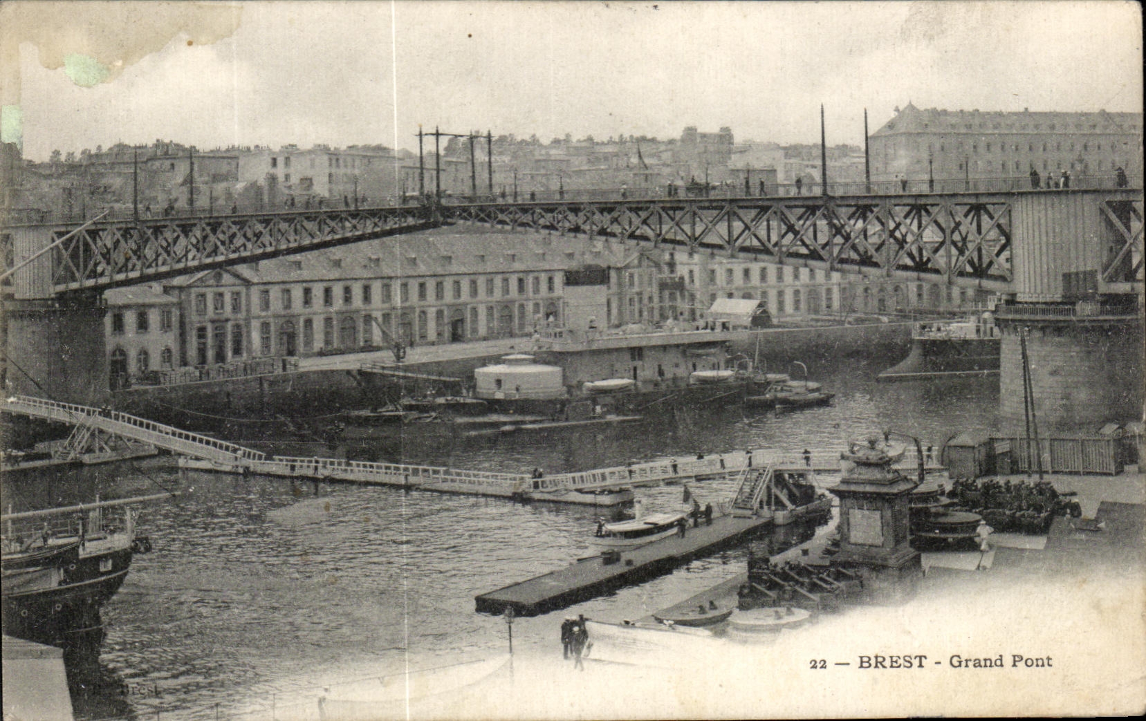 CPA Brest Grand Pont Bateaux