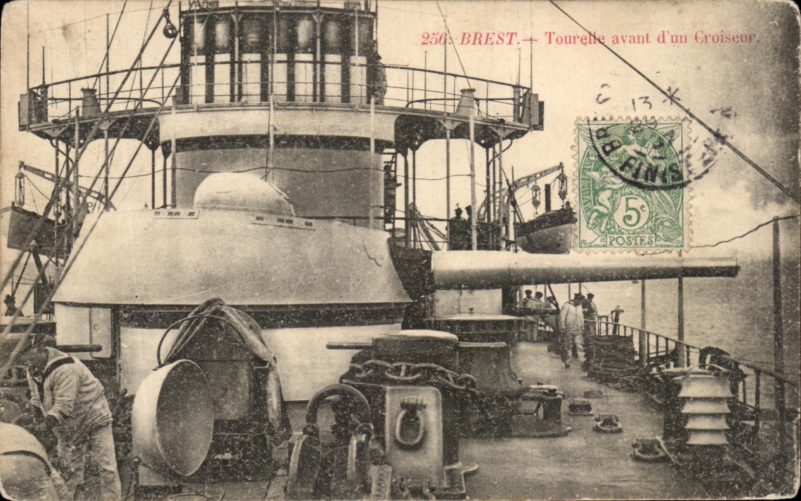 CPA Brest Tourelle Avant D un Croiseur Bateau