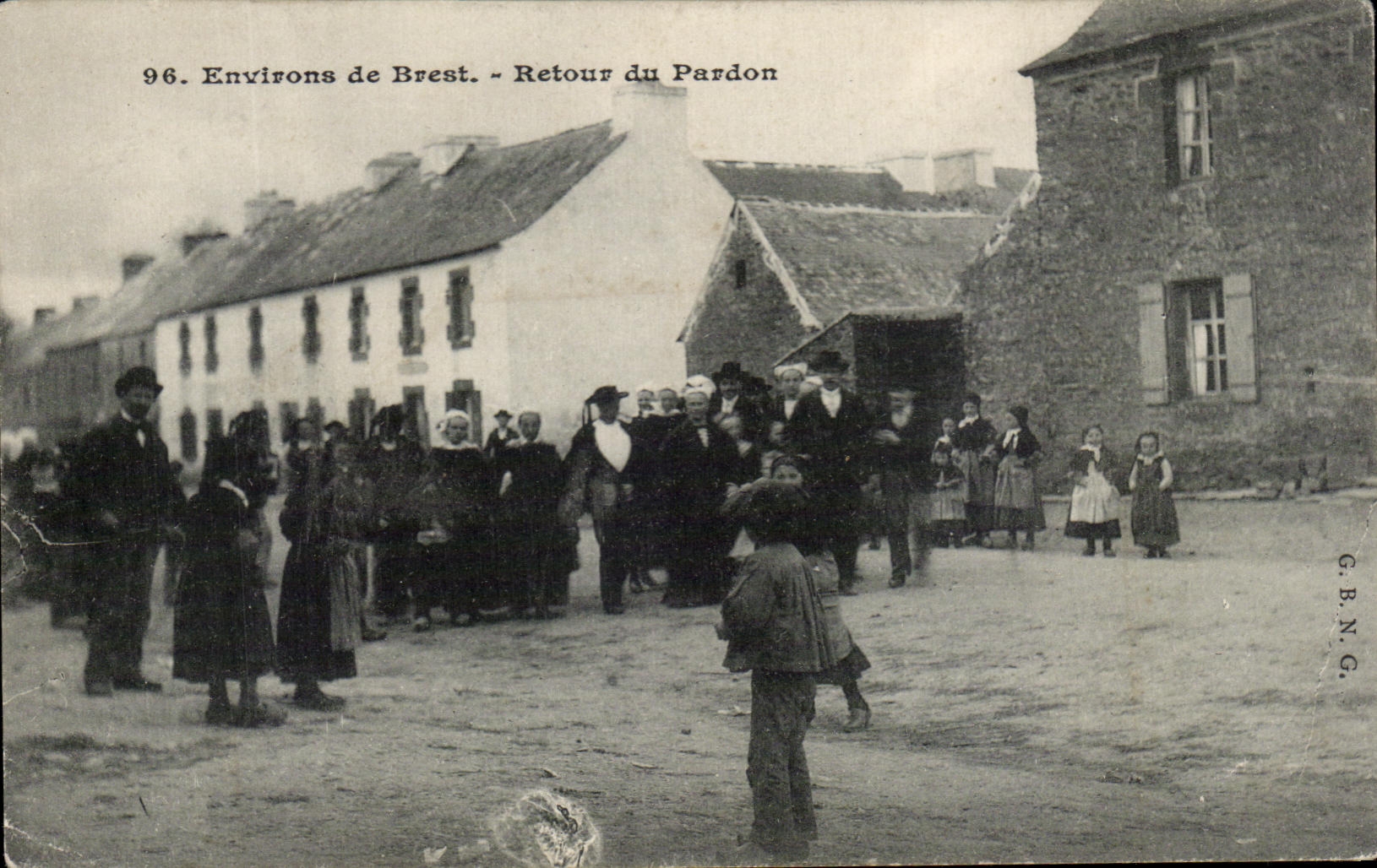 Alrededores de la POSTAL de la VENDIMIA de la vuelta de Brest del folklore del perdon