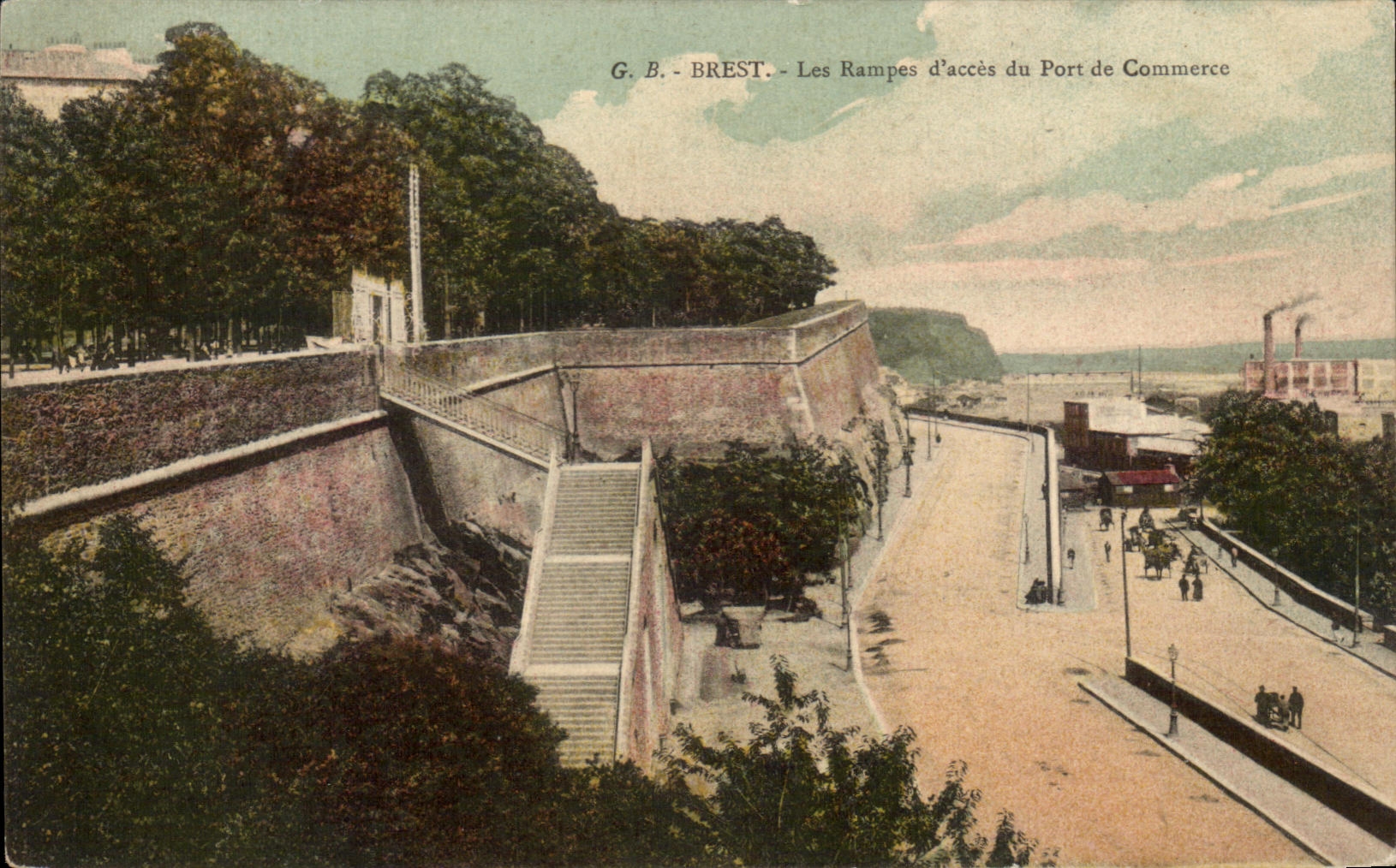 CPA Brest Les Rampes d acces du Porte de Commerce