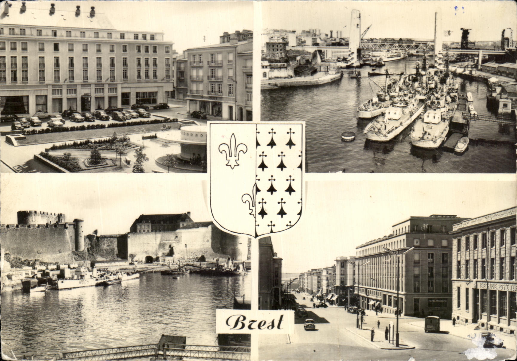 CPSM Brest Place de la Tour d Auvergne Pont de Recouvrance Prefecture maritime 