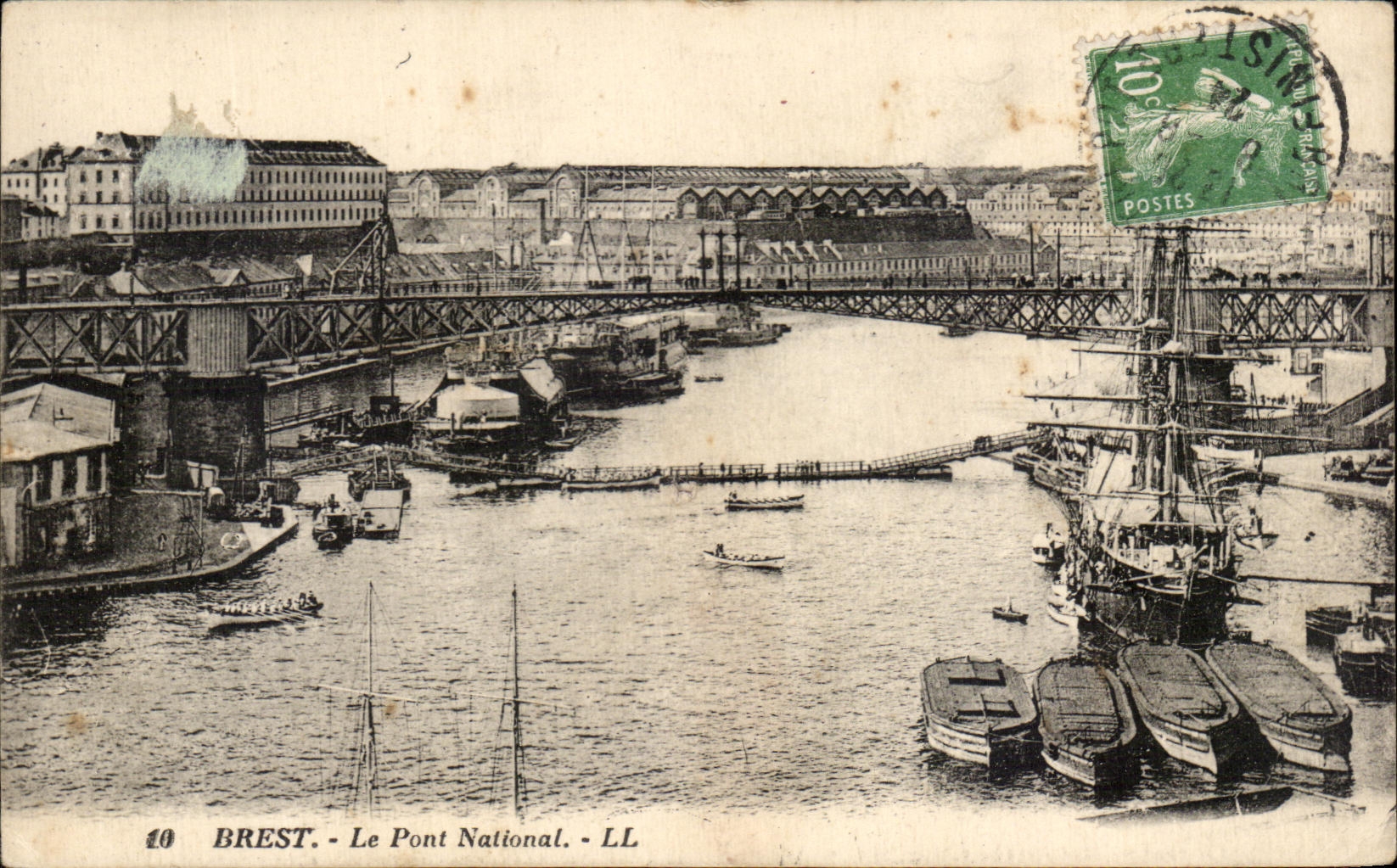 CPA Brest Le Pont National Bateaux