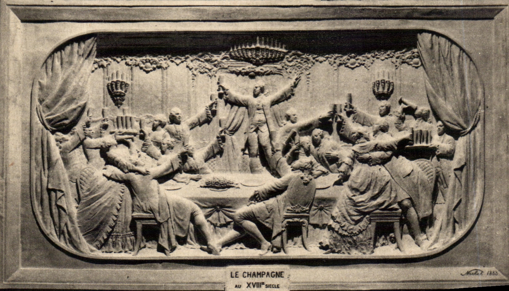 VINTAGE POSTCARD Rheims Champagne Pommery Greno Bas relief carves in chalk