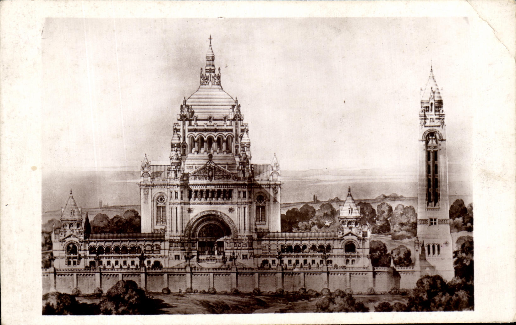 VINTAGE POSTCARD Lisieux the Basilica Project seen D together