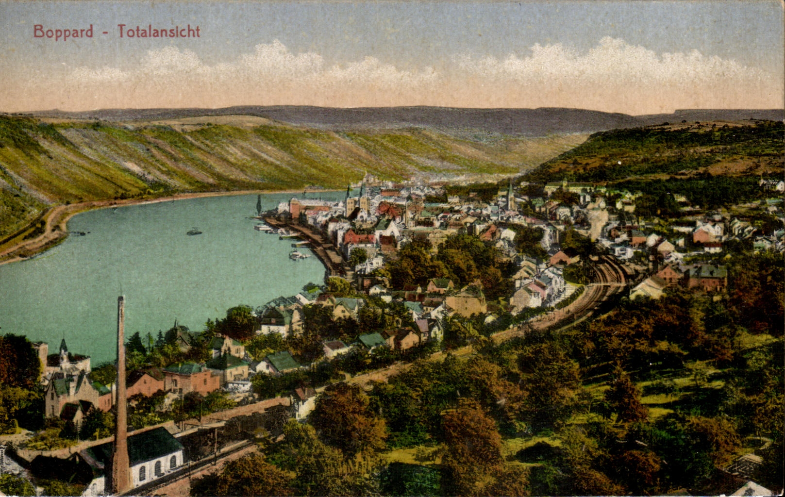 VINTAGE POSTCARD Boppard Totalansicht