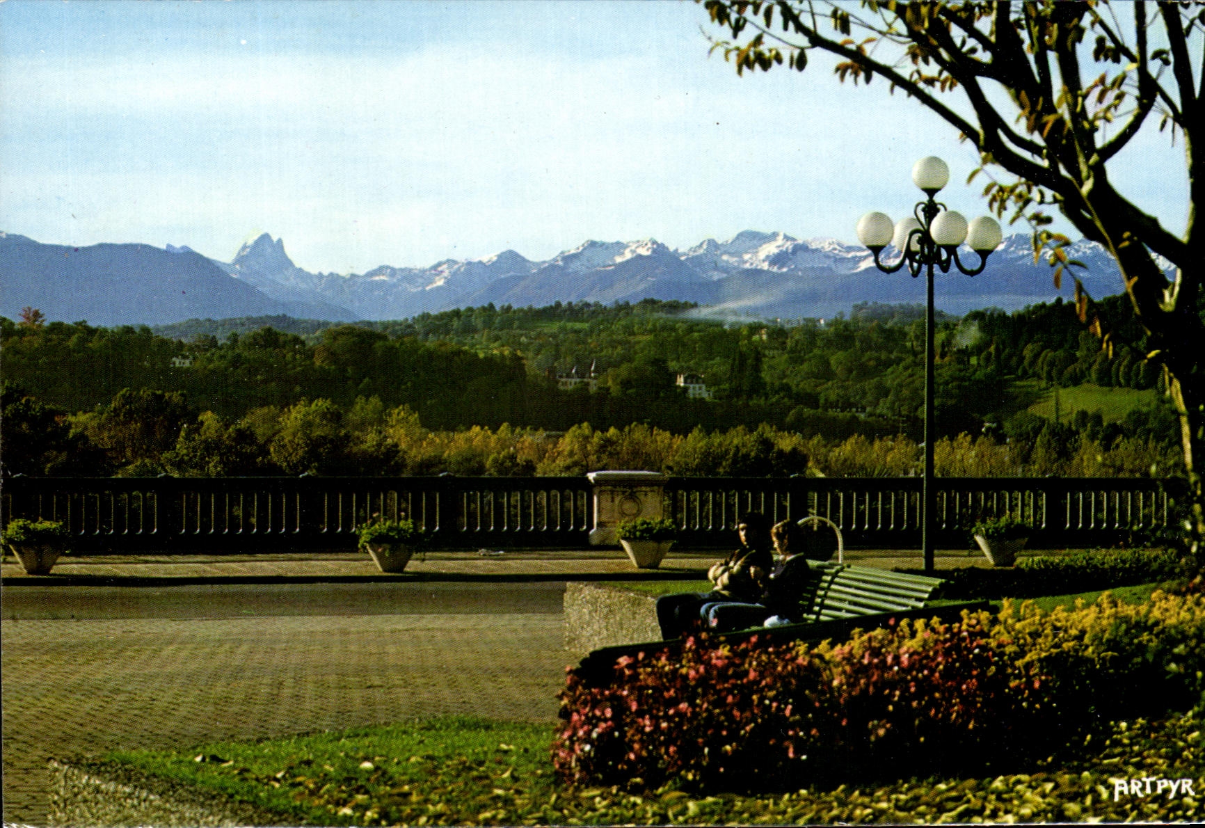 MODERN CARD Pau the Peak D Ossau and the Pyrenees Seen of the Boulevard of the Pyrenees