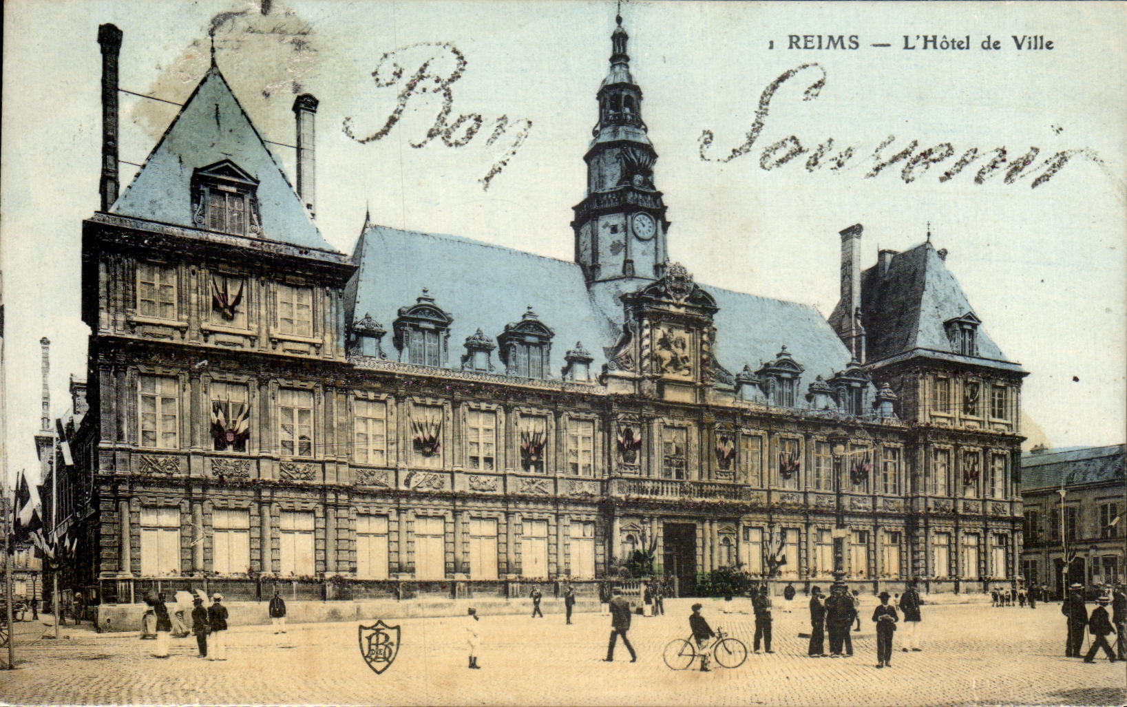 VINTAGE POSTCARD Rheims L Town hall