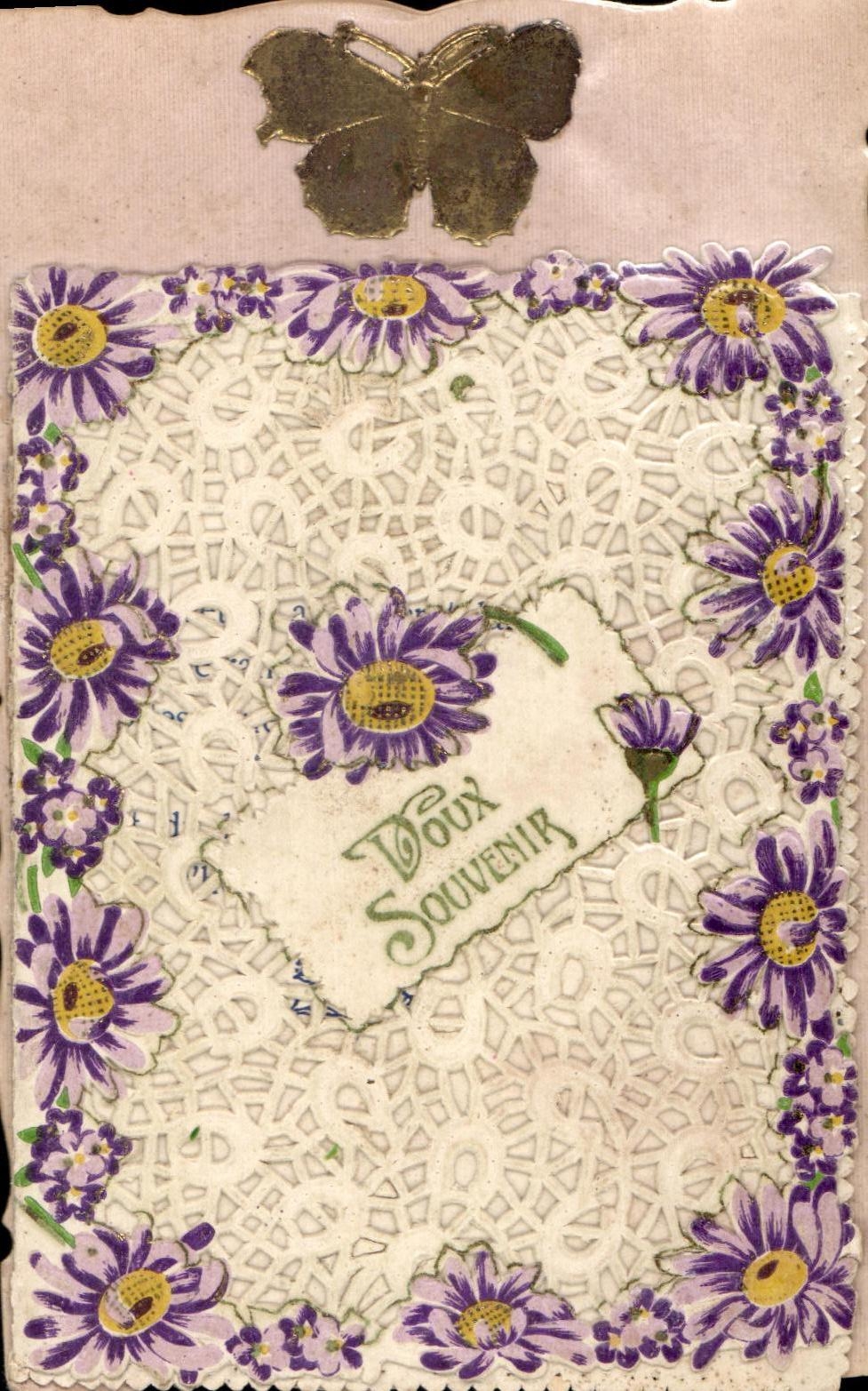CPA Doux Souvenir Papillon 