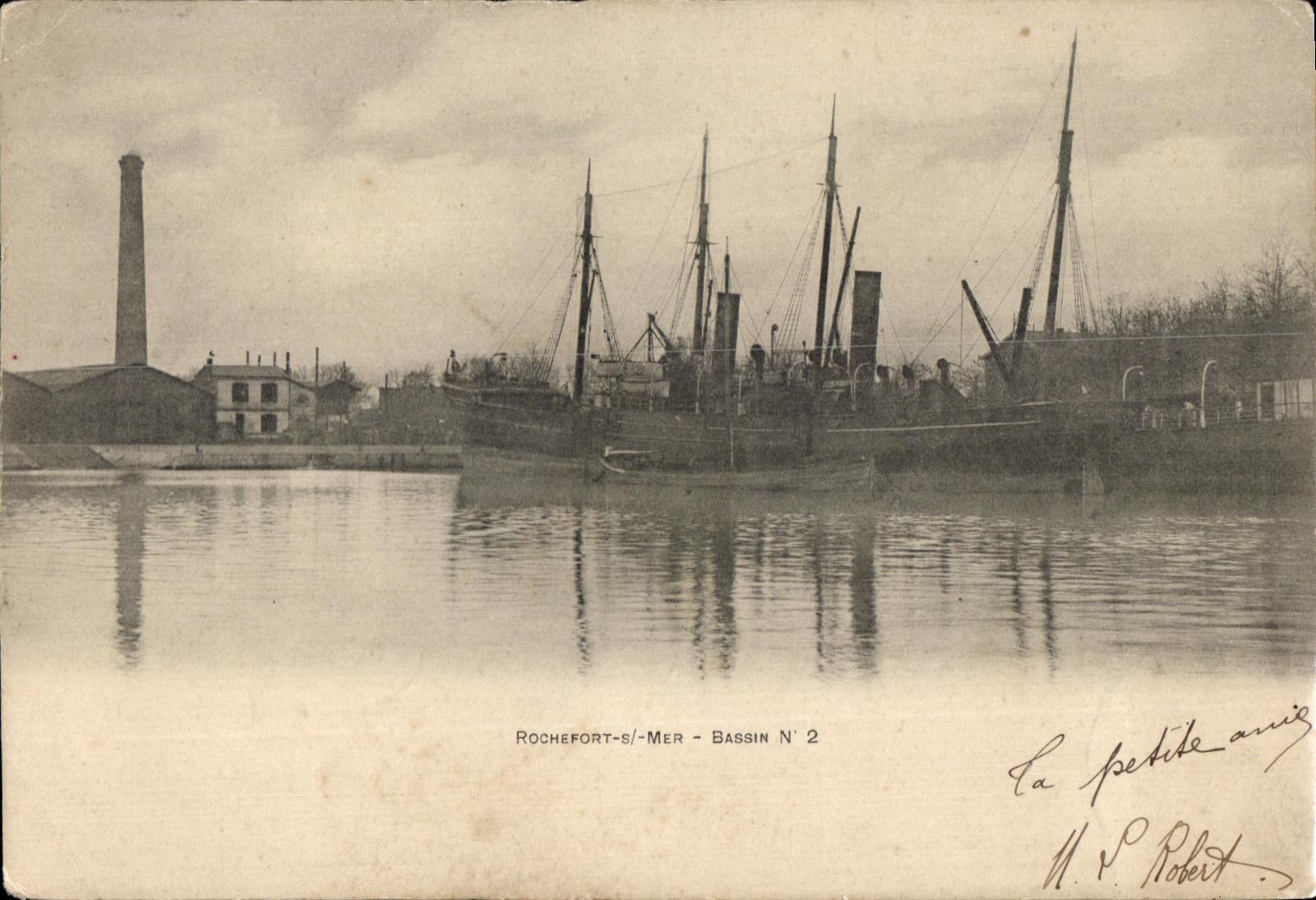VINTAGE POSTCARD Rochefort S Sea Basin Boat