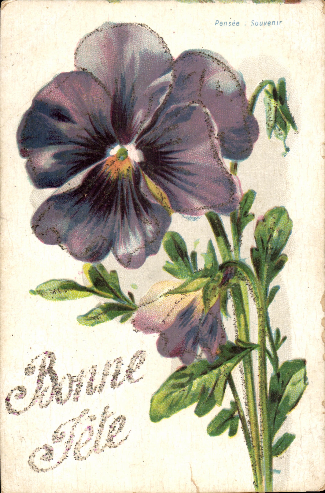 Fantasia del festival de la POSTAL de la VENDIMIA la buena florece pensamiento