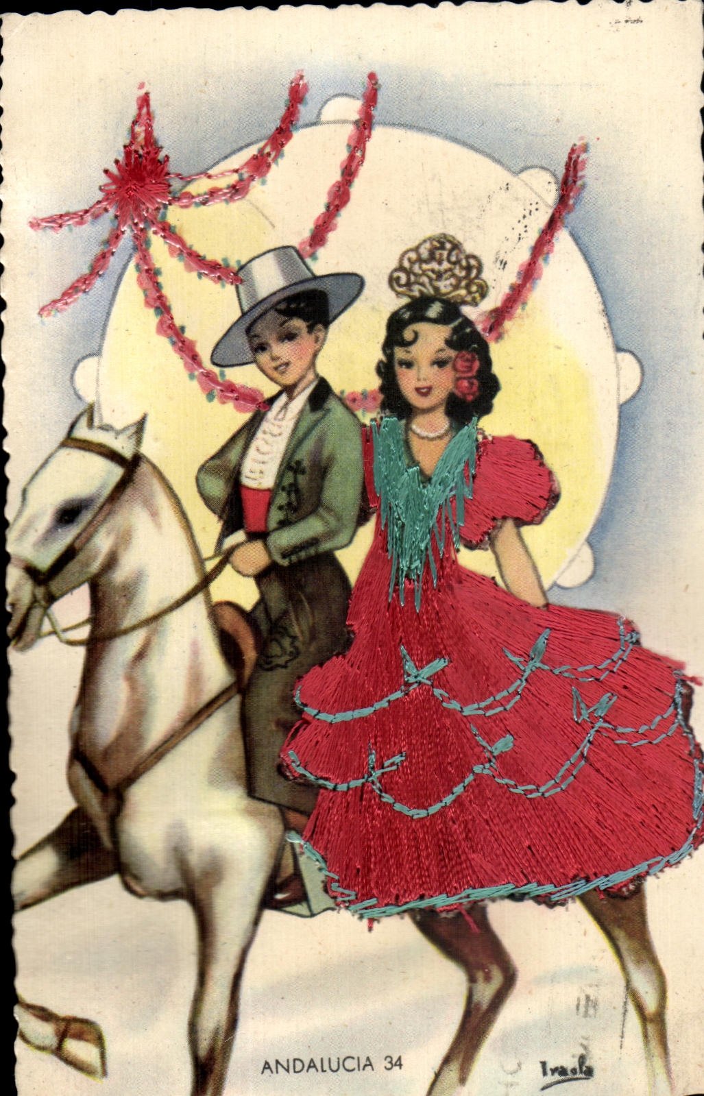 CPA Folklore Costune Andalucia Femme Cheval