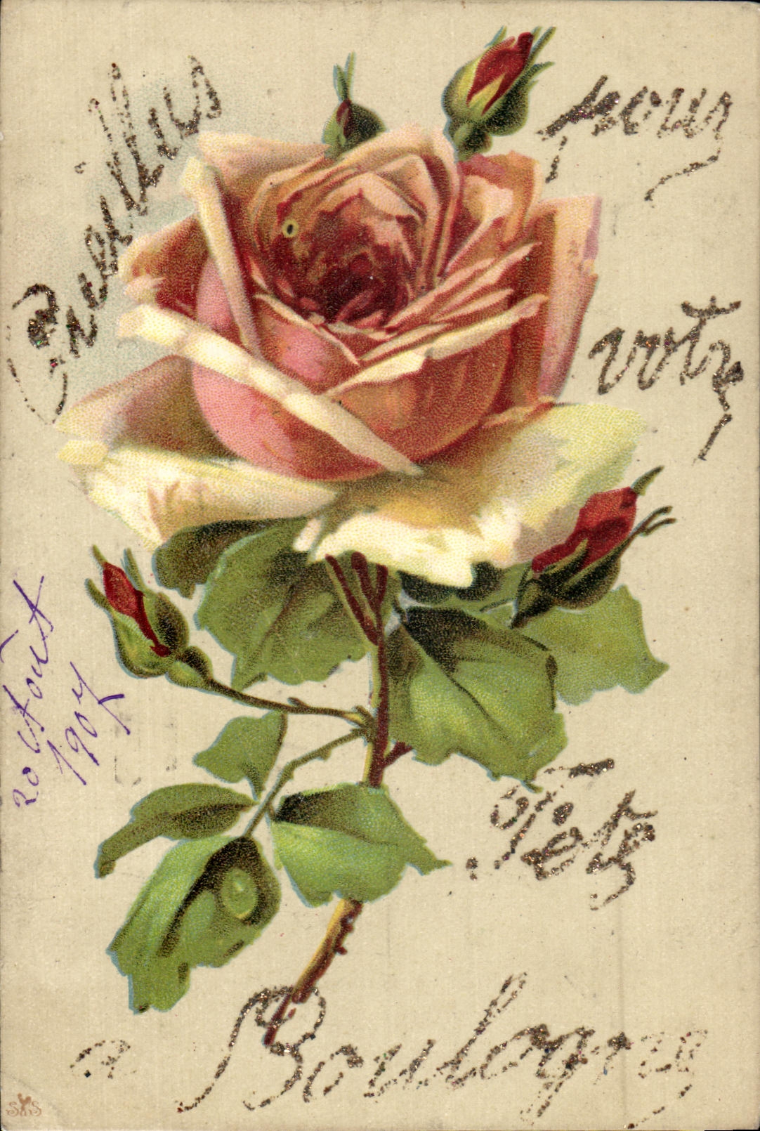 Las flores del festival de Bonne de la POSTAL de la VENDIMIA celebran tienen Boulogne