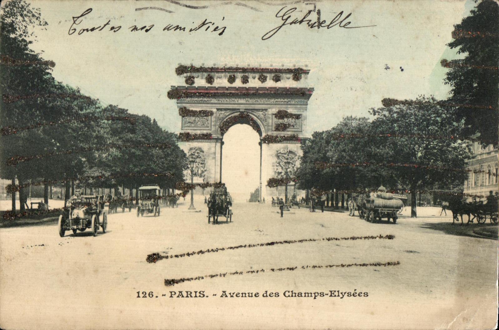 CPA Paris Avenue des Champs Elysees Arc de Triomphe