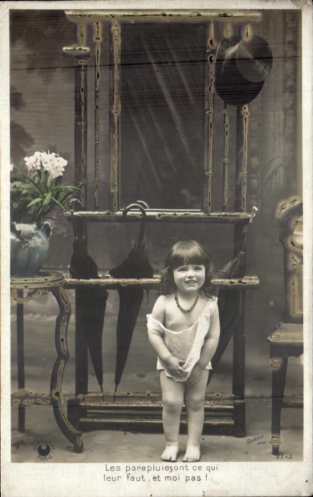 VINTAGE POSTCARD the Umbrellas have What Is necessary for Them And Me Not Child