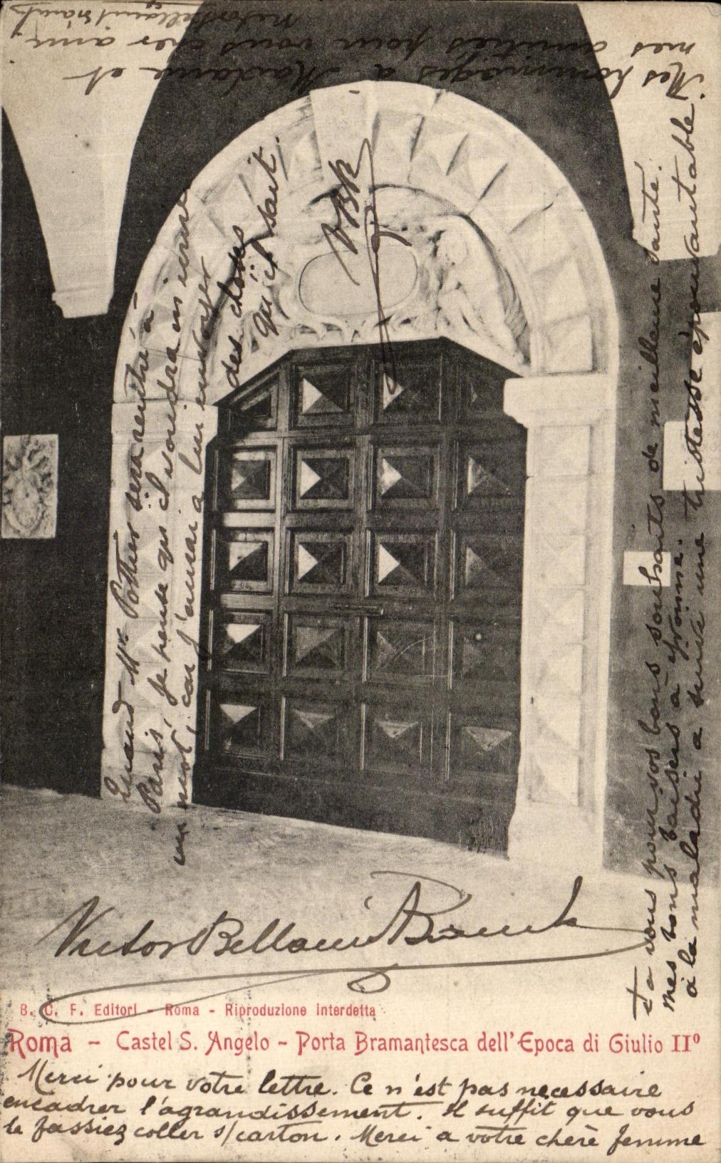 POSTAL Roma Castel S Bramantesa llevado angel Dell Epoca Di Julio de la VENDIMIA