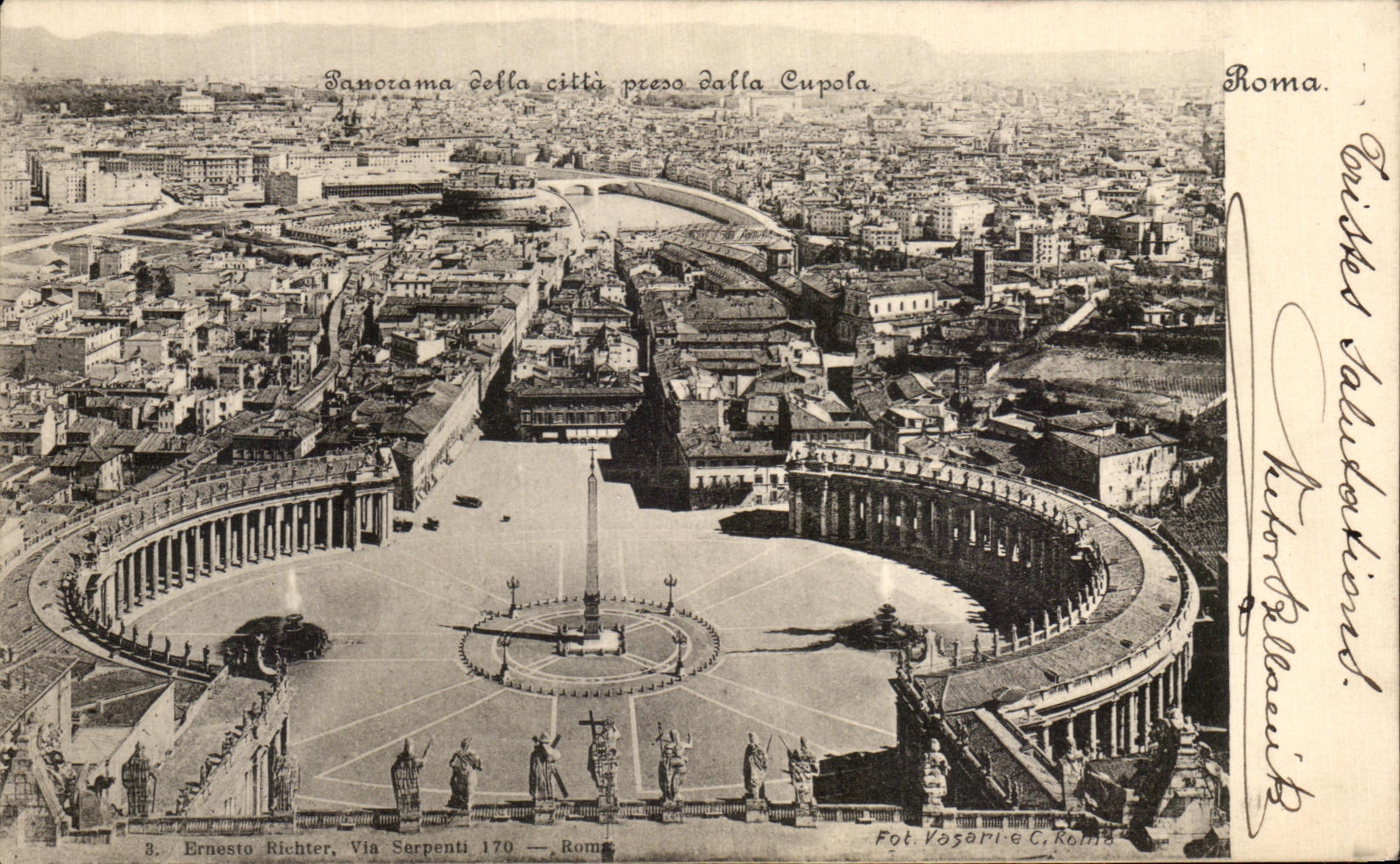 El panorama de Roma de la POSTAL de la VENDIMIA mas alla del citta presiono la cúpula pavimentada