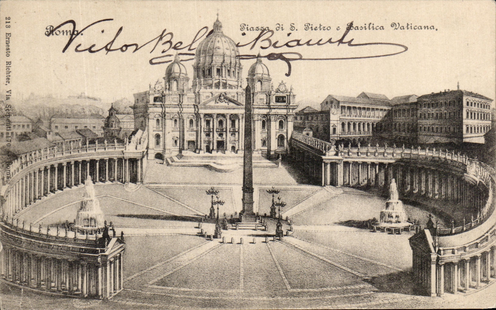 POSTAL Roma Piassa di S Pedro Basillica Vaticana de la VENDIMIA
