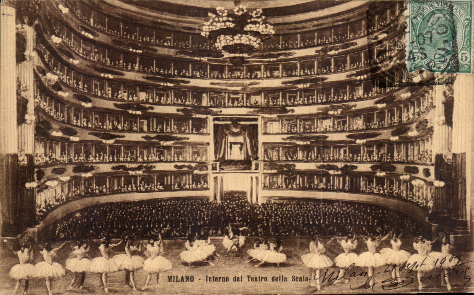 VINTAGE POSTCARD Milano Interno del Testro della Scala Dances