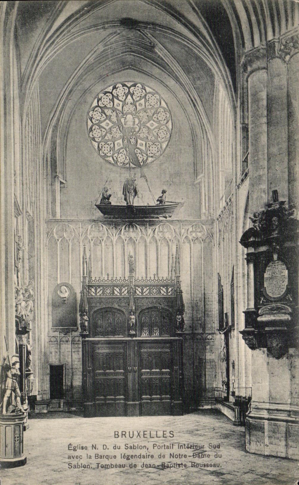 Puerta interior meridional de la arena fina de la iglesia NR D de Bruselas de la POSTAL de la VENDIMIA