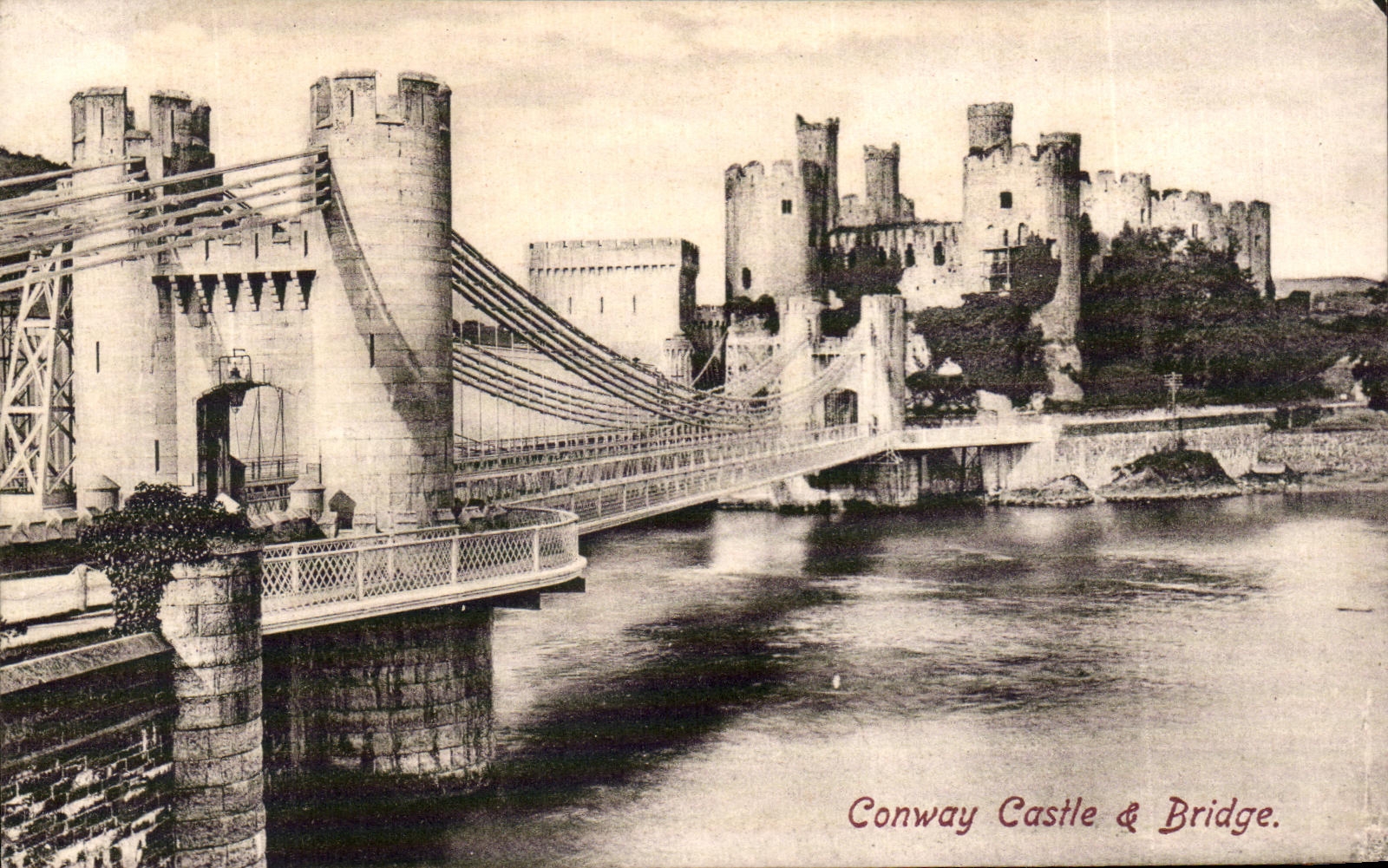 VINTAGE POSTCARD Conway Castle Bridge