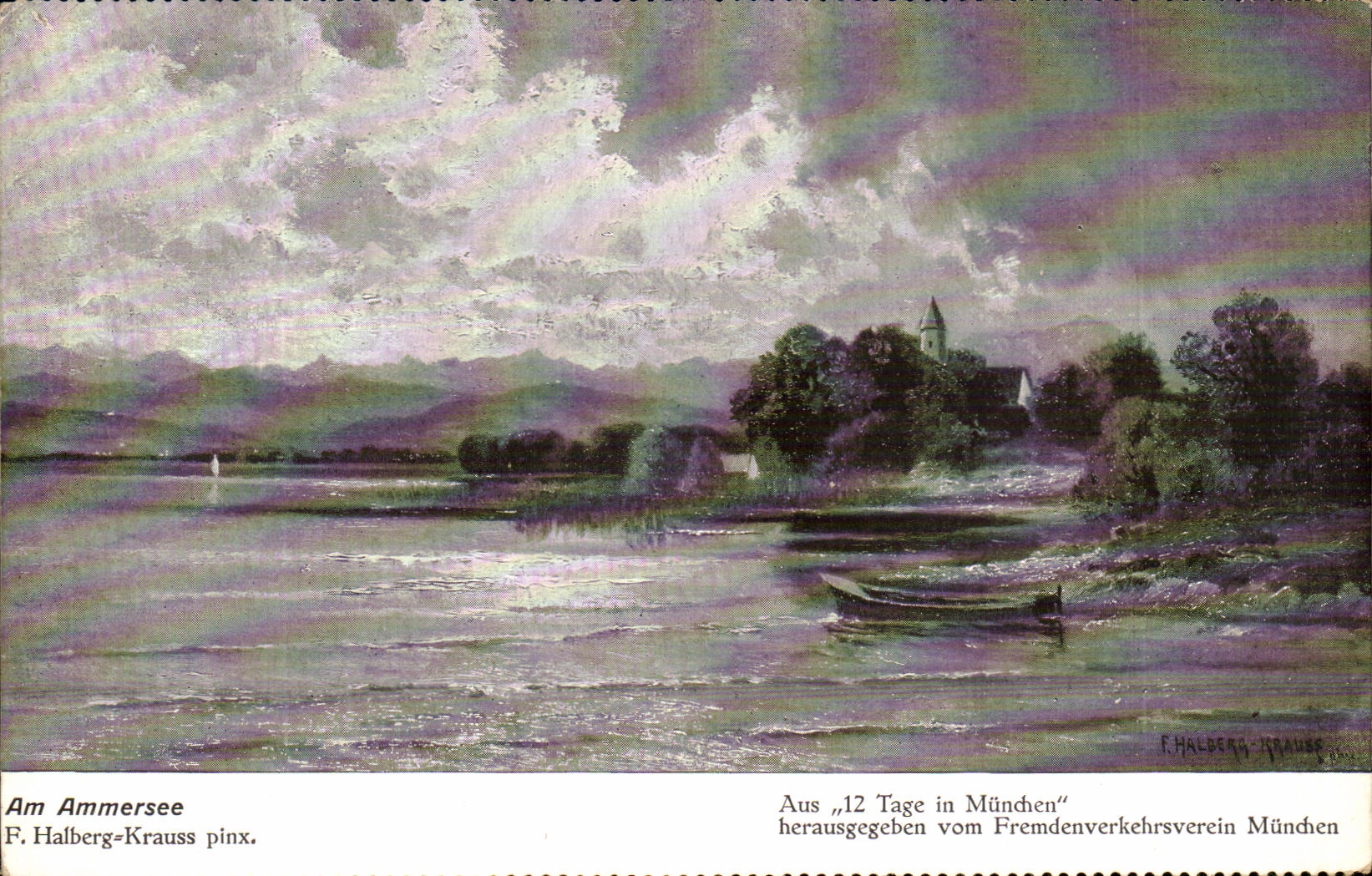 VINTAGE POSTCARD Am Ammersee Halberg Krauss Pinx