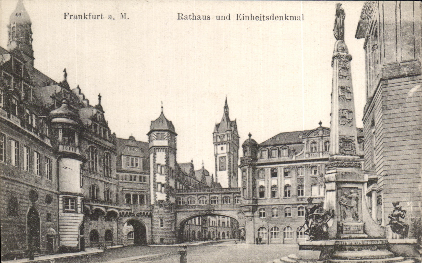 VINTAGE POSTCARD Frankfurt has Hand Rathus Und Einheitsdenkmal