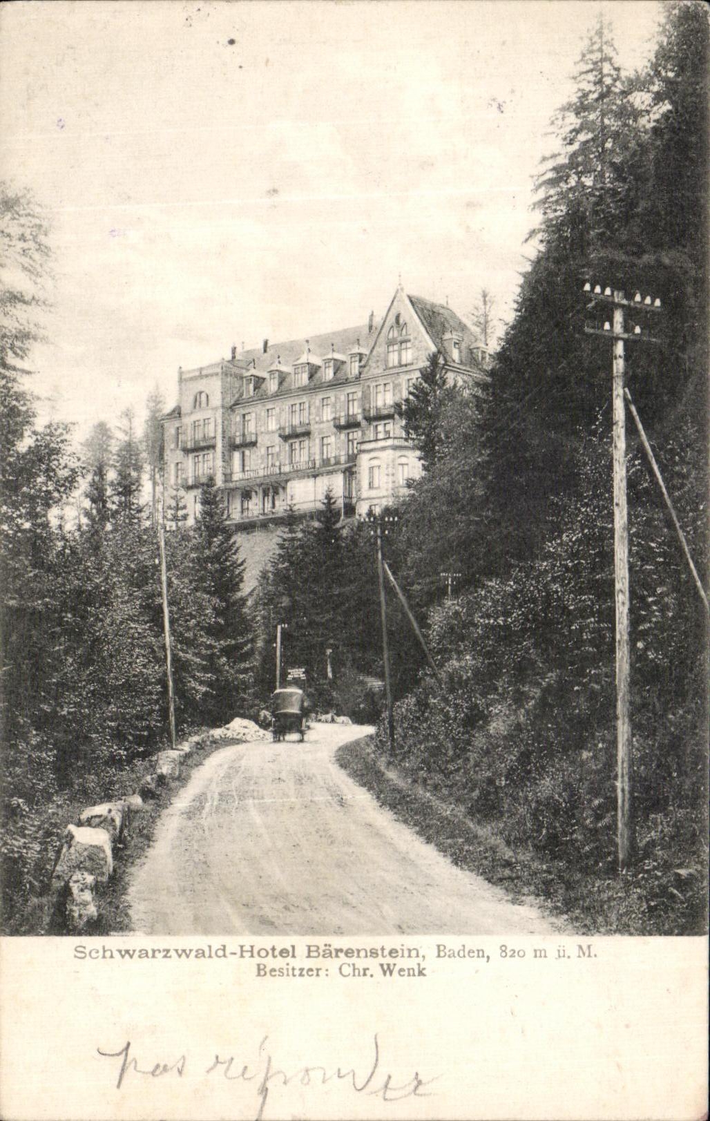 VINTAGE POSTCARD Schwarzwald Hotel Barenstein Baden