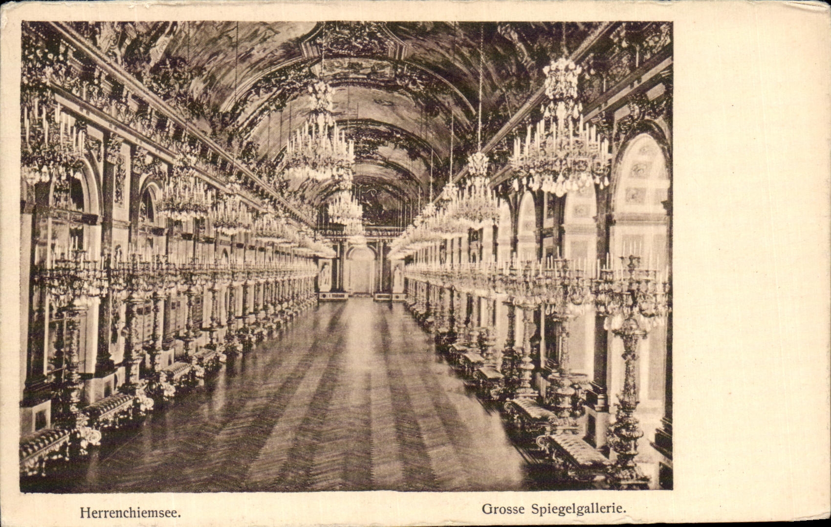 VINTAGE POSTCARD Herrenchiemse Spiegelgallerie Gross