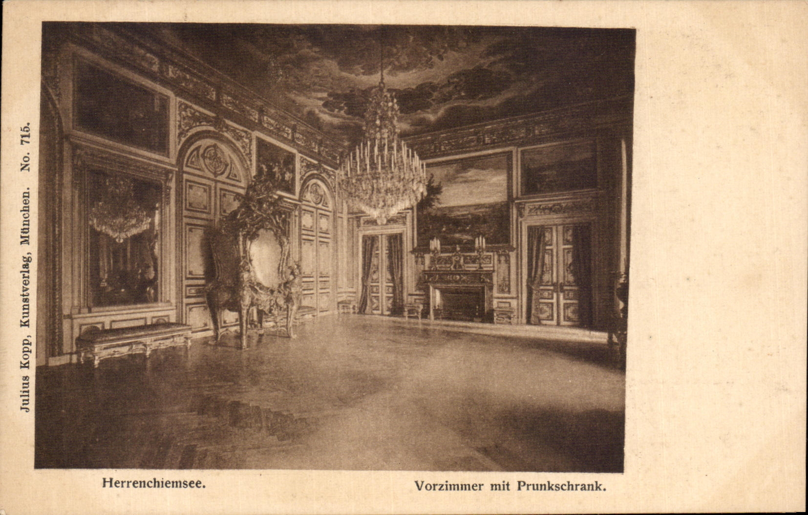 VINTAGE POSTCARD Herrenchiemse Vorzimmer MIT Prunkschrank