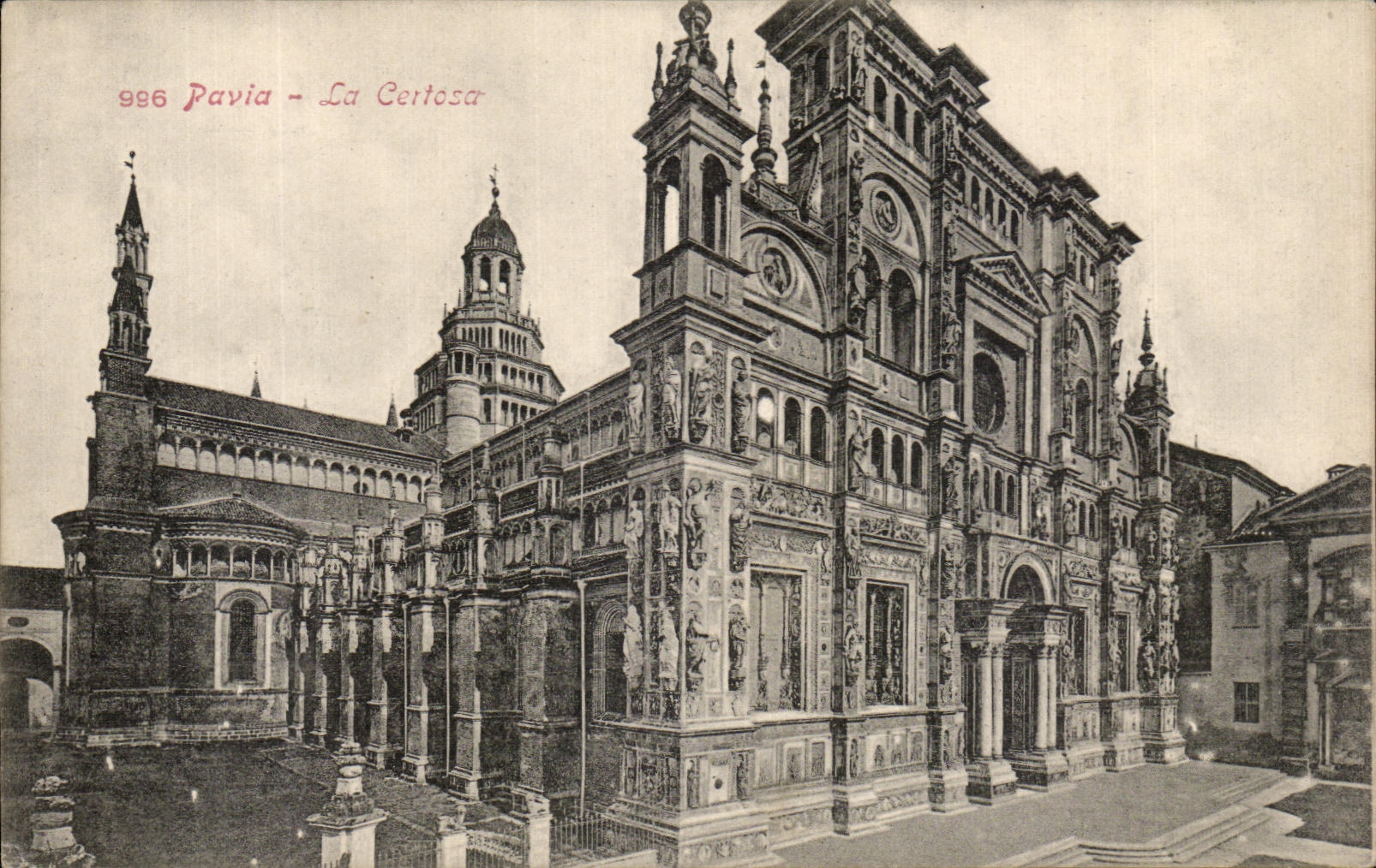 VINTAGE POSTCARD Pavia Certoza