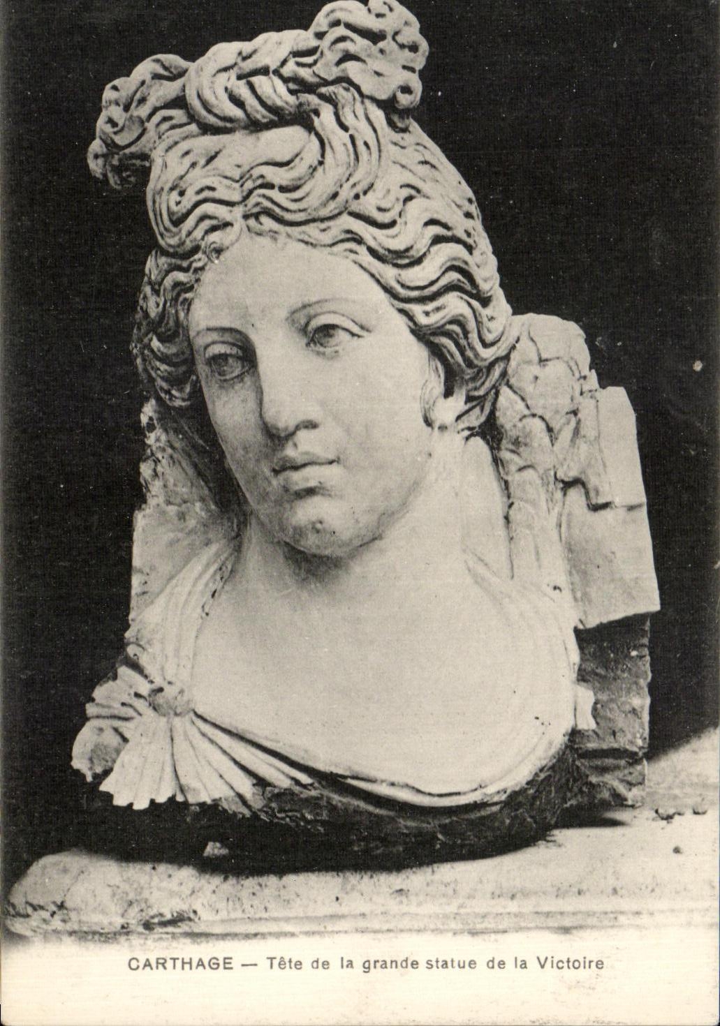 VINTAGE POSTCARD Carthage Head of the Large Statue of the Victoire