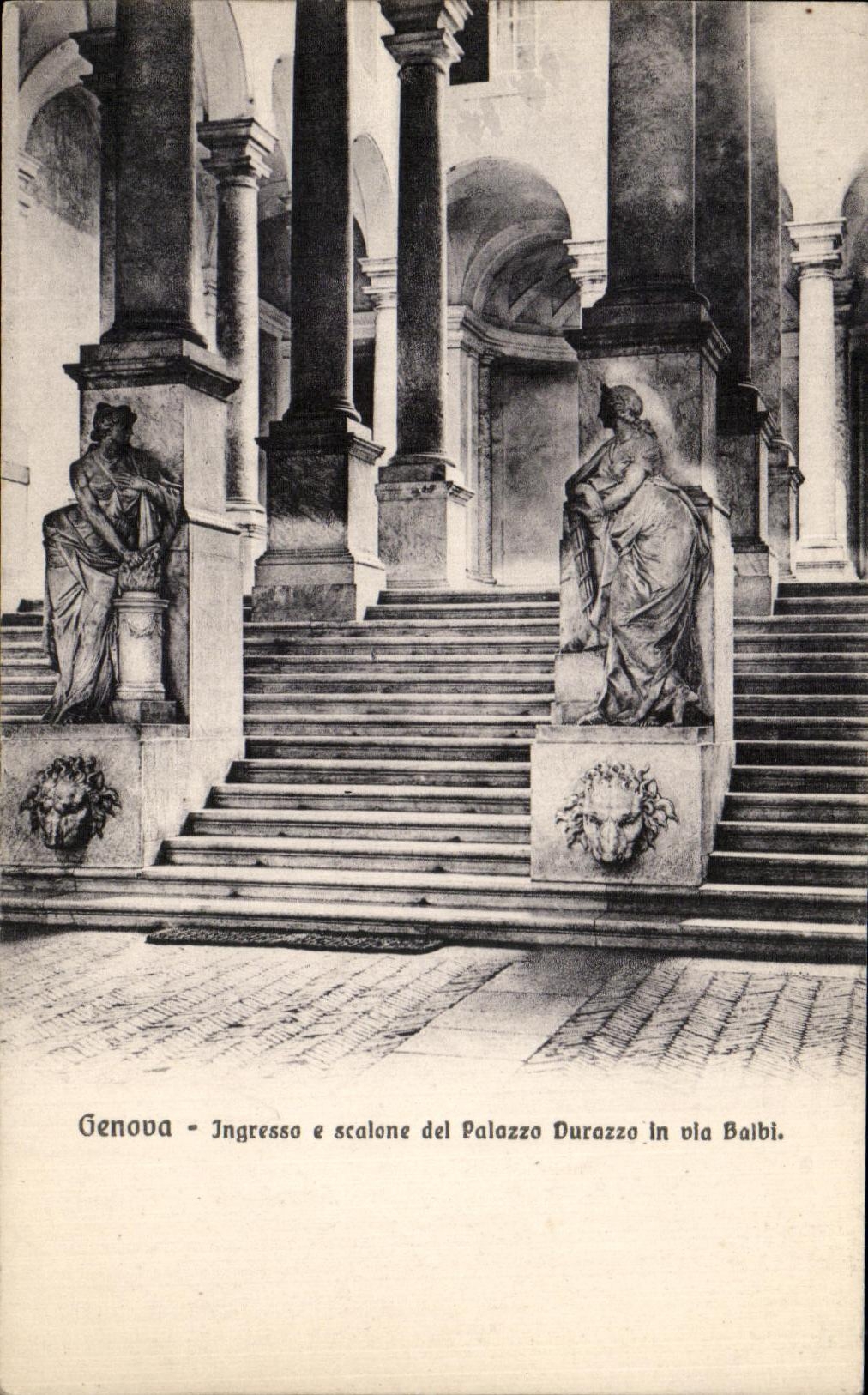 POSTAL Genova Ingrressa Scalone del Palazzo Durazzo de la VENDIMIA adentro via Balbi