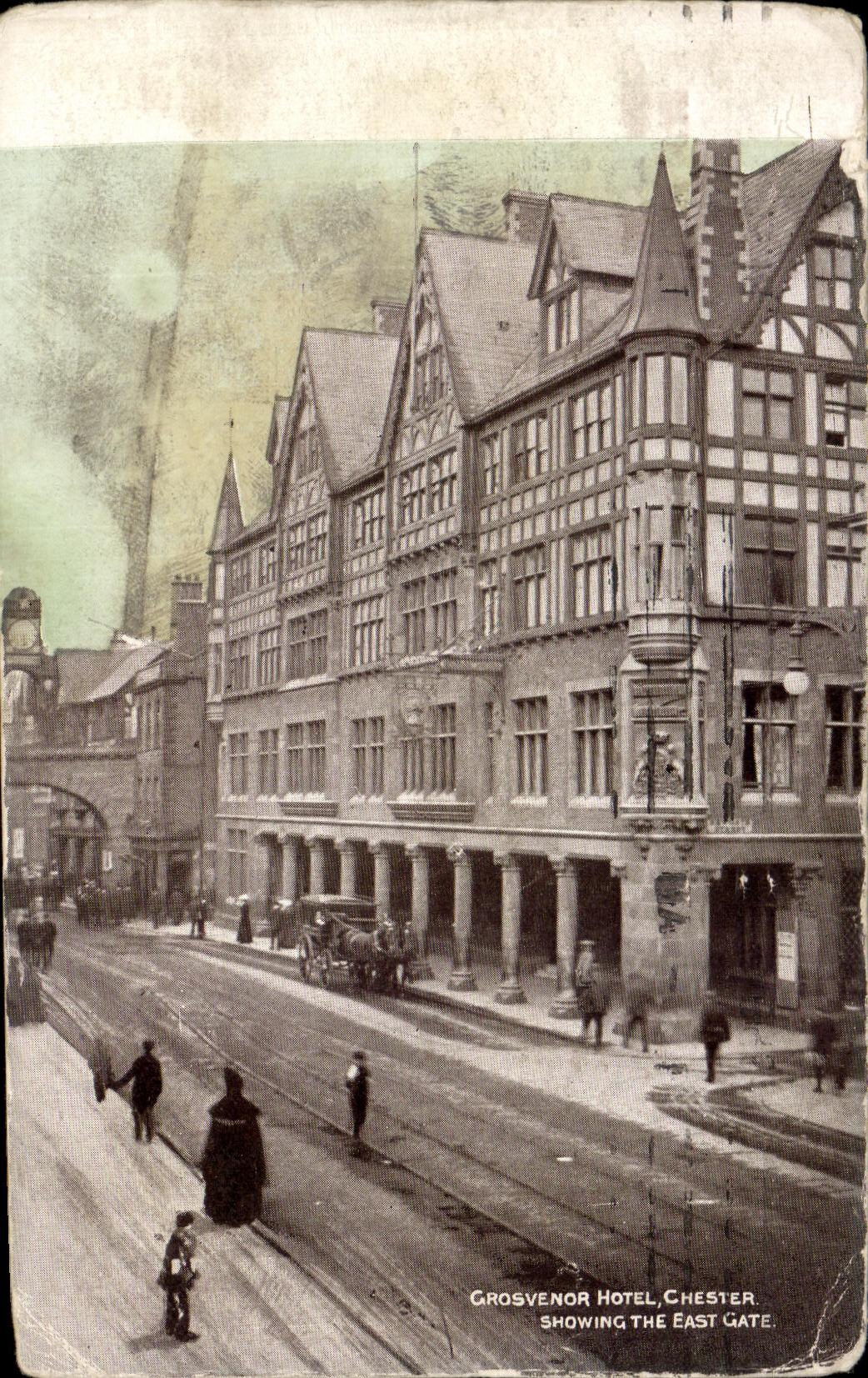 VINTAGE POSTCARD Grosvenor Hotel Chester Showing The East Spoils