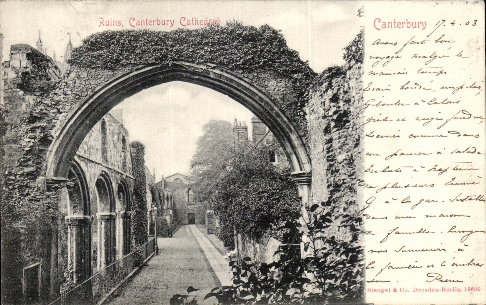 VINTAGE POSTCARD Canterbury Ruins Canterbury