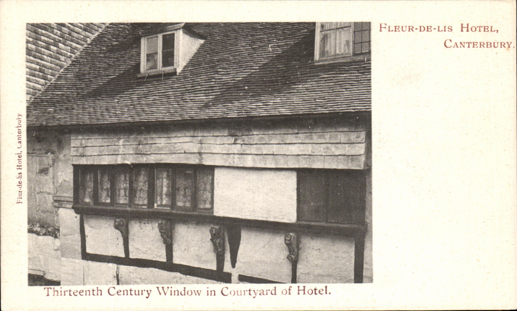 VINTAGE POSTCARD Canterbury Flower Of Lily Hotel Thirteen century window in courtyard off Hotel