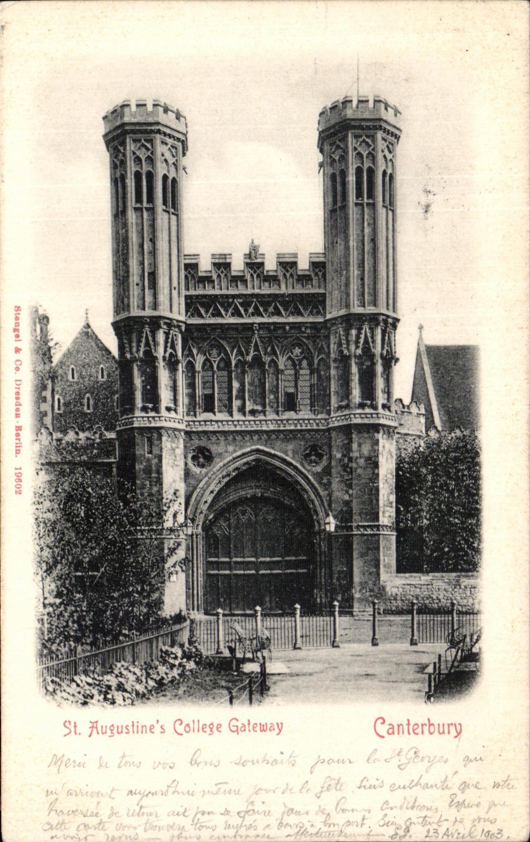 VINTAGE POSTCARD Canterbury Augustine S Galeway College