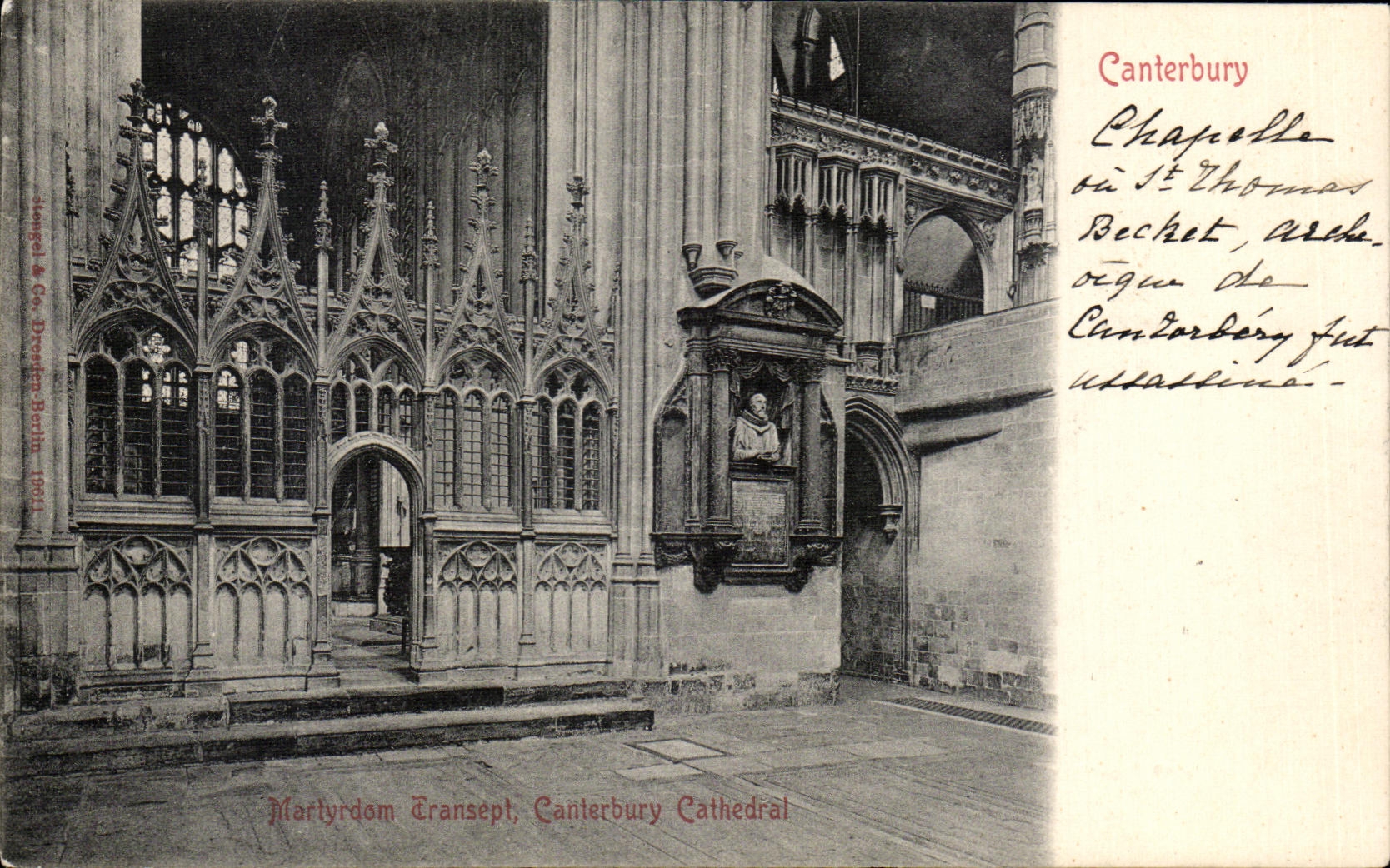 VINTAGE POSTCARD Canterbury Cathedral Martyrdom transept