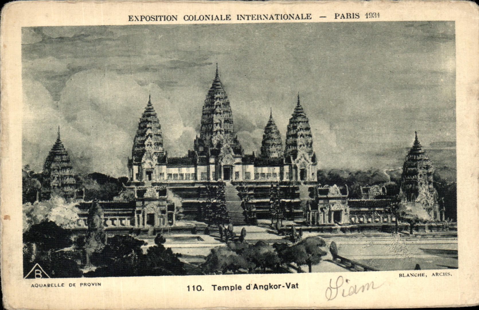 De la VENDIMIA de la POSTAL cuba internacional colonial del templo D Angkor de Paris 19131 favorablemente