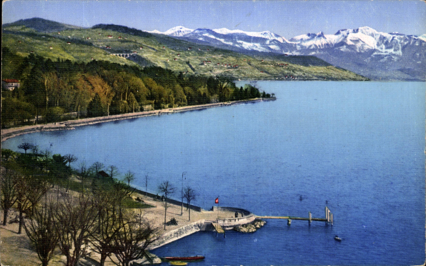 CPA Ouchy Lausanne Les Quais et Les Alpes