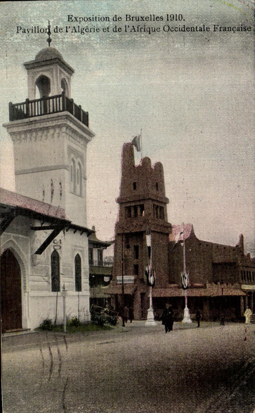 VINTAGE POSTCARD Fair of Brussels 1910 Pavilion of L Algeria and L Western Africa