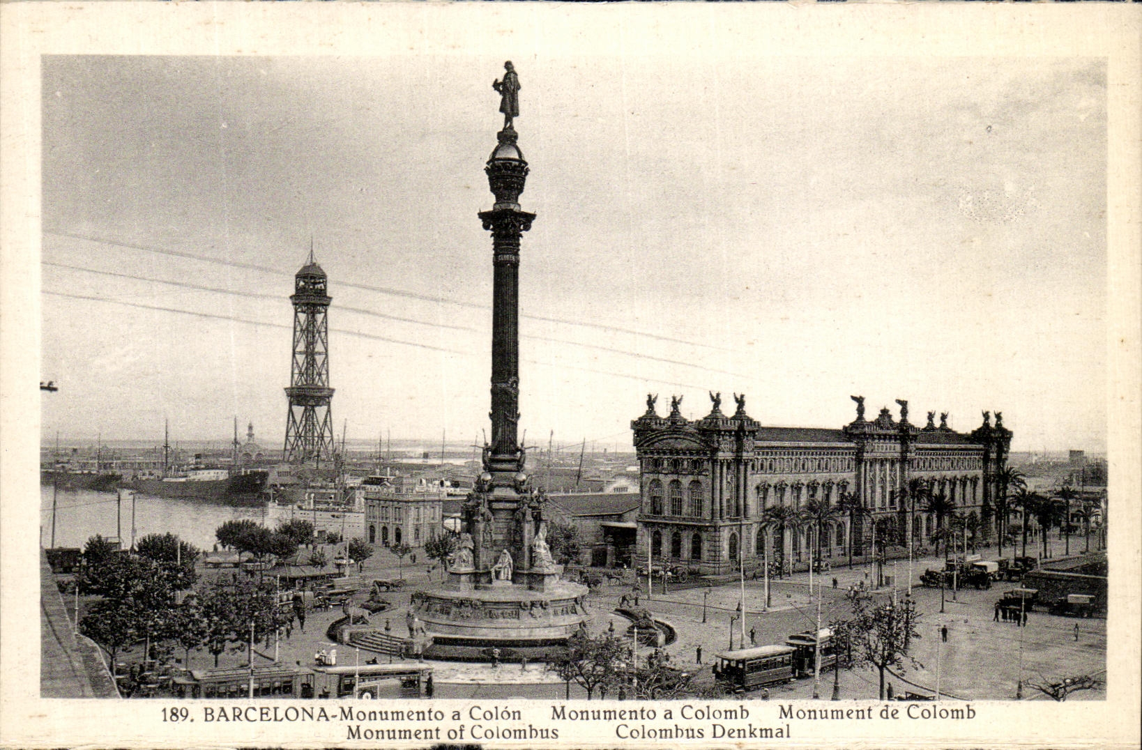 VINTAGE POSTCARD Barcelona Monumento has Colomb